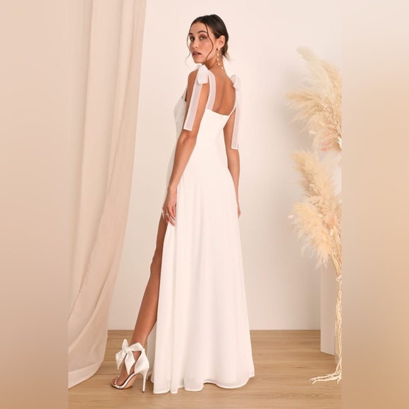 Lulus-Radiant Romance White Tie-Strap Maxi Dress - Small - Picture 4 of 5
